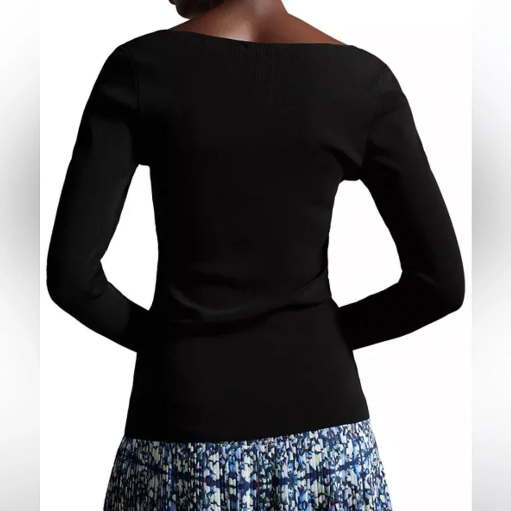Ted Baker Cileste V Neck Knit Top in Black Size Small 5 (US 12) EUC